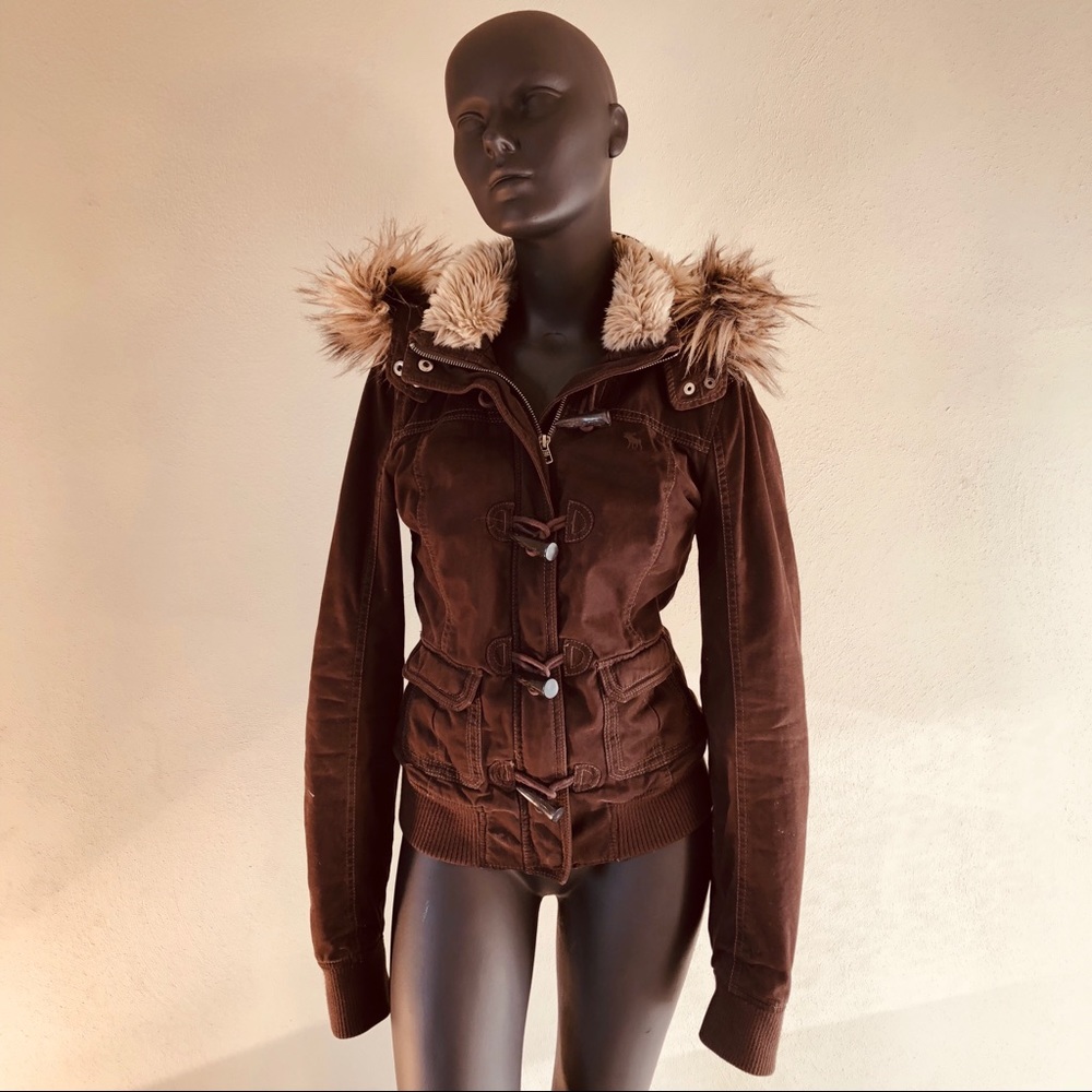 Abercrombie & Fitch Brown Toggle Bomber Coat-Small